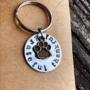 Hand stamped dog mom keychain